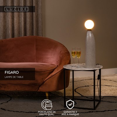 Lucide FIGARO - Lampe de table - Ø 12 cm - 1xG9 - Gris